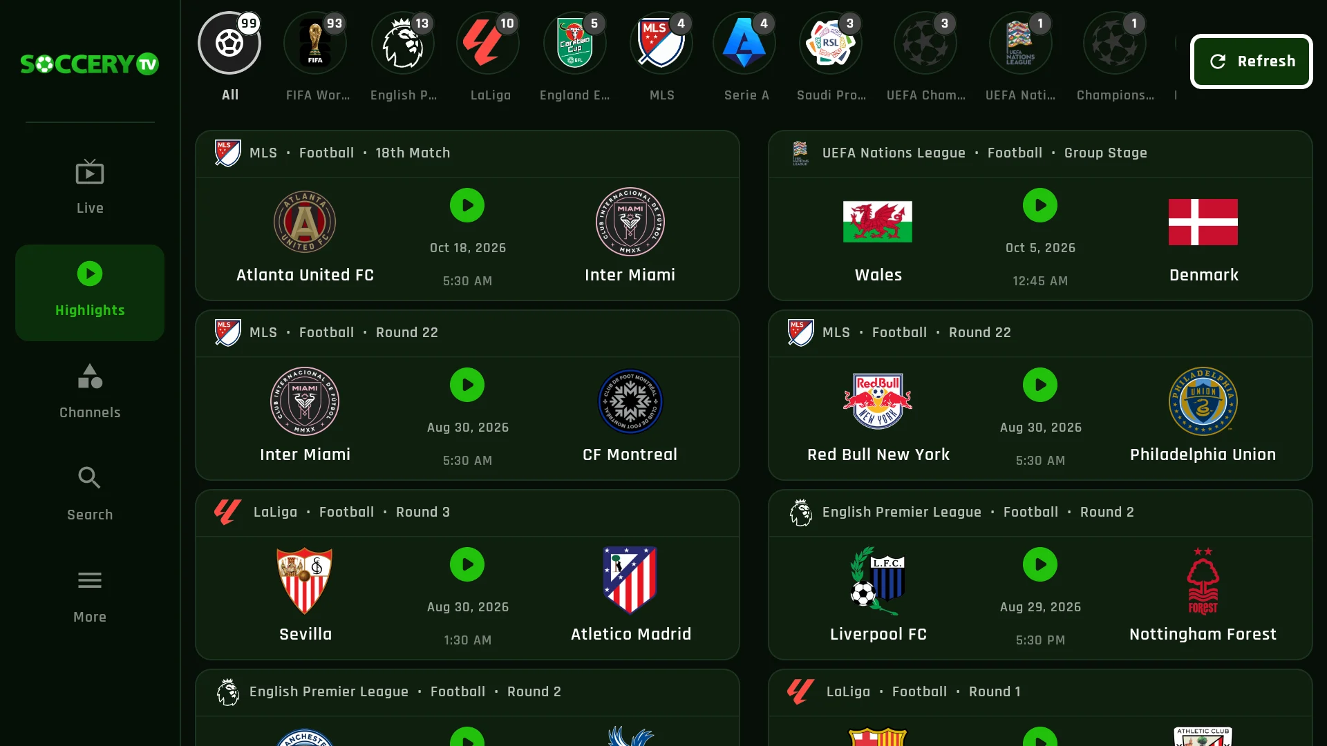 Soccery TV on Android TV